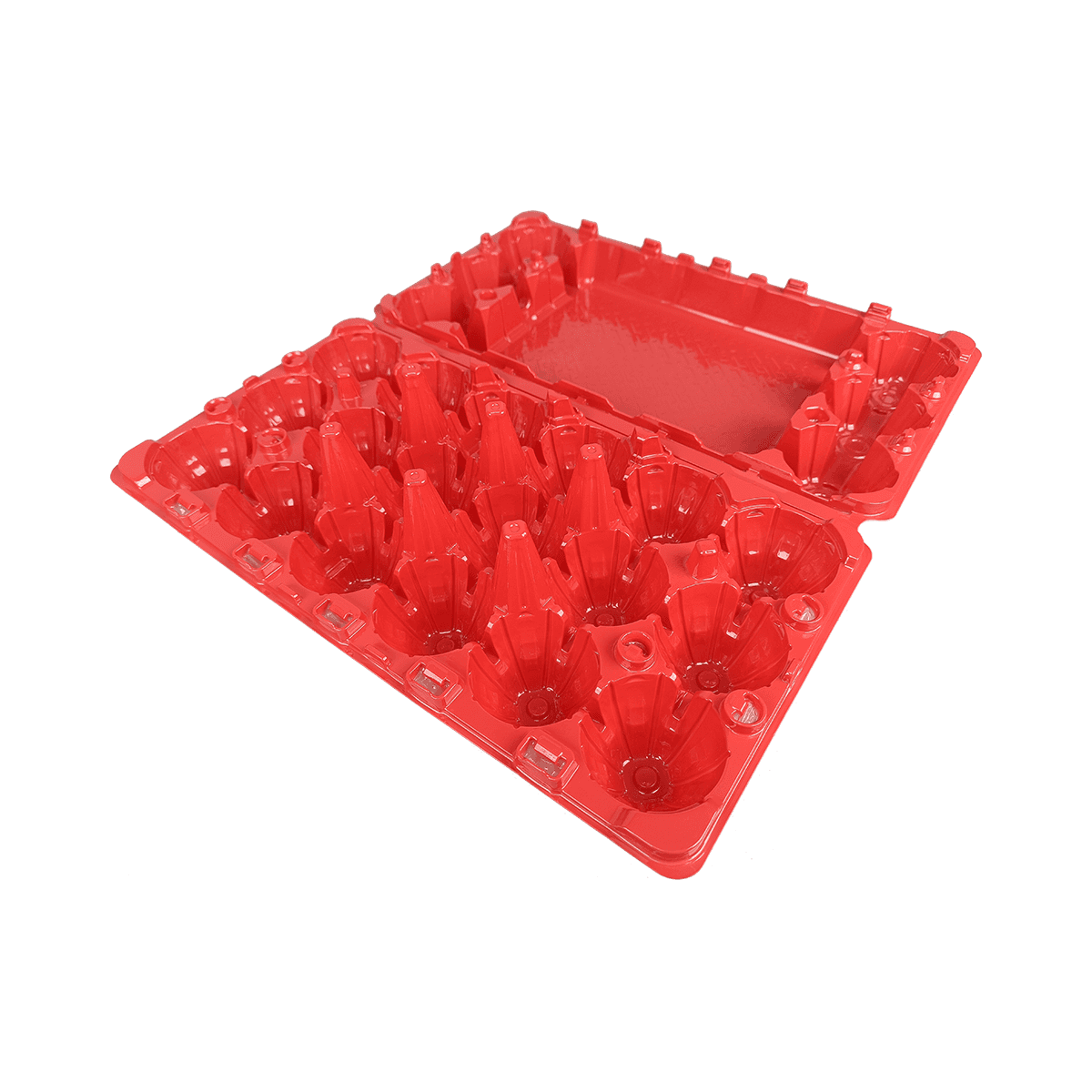 一次性哑光红PET 18鸡蛋盒，适用于农场储存新鲜鸡蛋