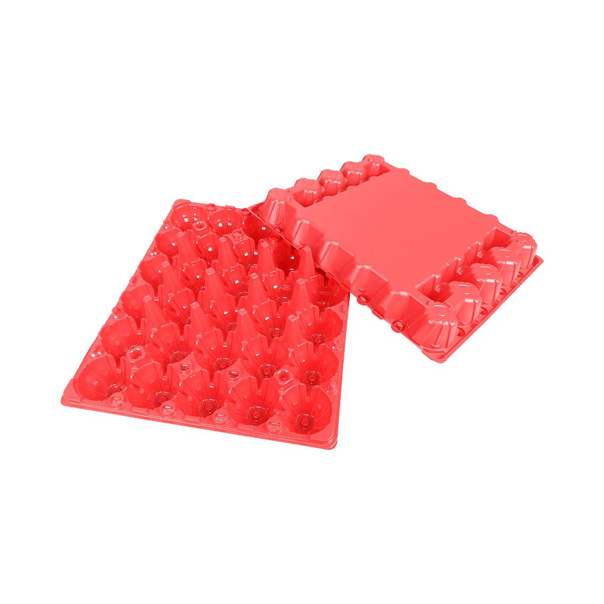 可堆叠的哑光红PET 30鸡蛋盒，用于冰箱 